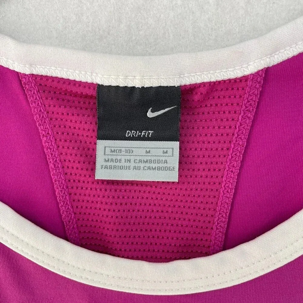 Nike Tank Top Womens Medium Pink Dri- Fit Cropped Logo Breathable Pullover - Picture 5 of 7